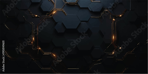 Spooky Halloween background featuring scary pumpkins in a 3d digital illustration with geometric hexagon patterns and a metal texture for a creative technology concept design