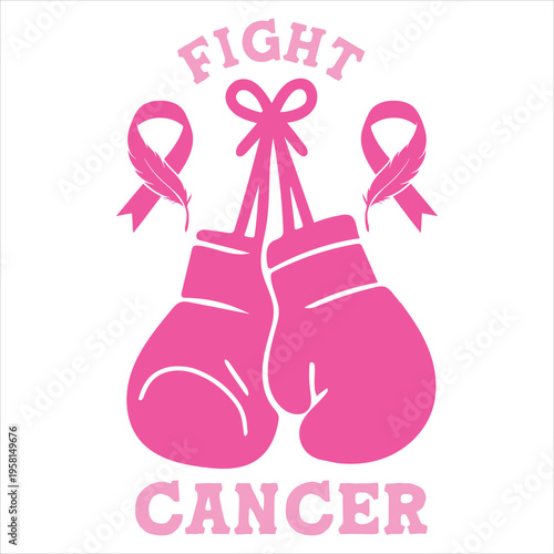 Fight Cancer Boxing Gloves Pink Ribbon Awareness Design