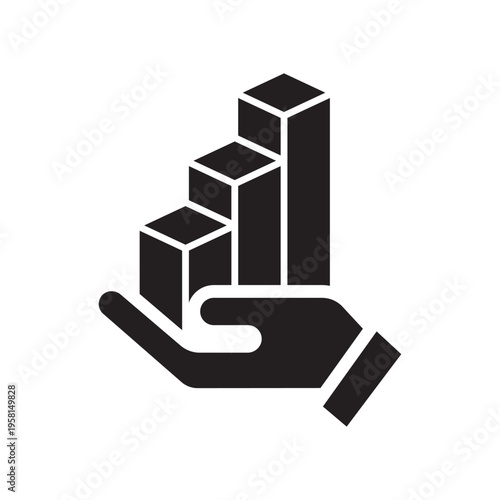 Business Growth Icon – Financial Success Chart in Hand, Investment Progress Vector