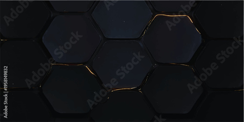 A 3d geometric soccer ball illustration featuring a seamless hexagon honeycomb pattern on a black background creates a modern tech texture for sport and science wallpaper designs