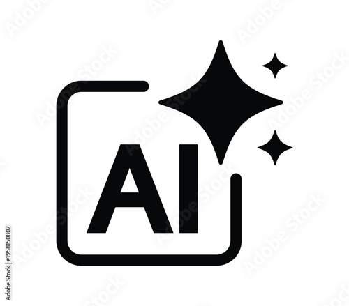 AI Generate Symbol Vector with Sparkle Star Icons for Machine Learning and Technology Interface Design