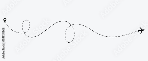 Flight Path Vector Collection with Airplane Silhouettes and Dotted Travel Routes for Navigation and Design Projects