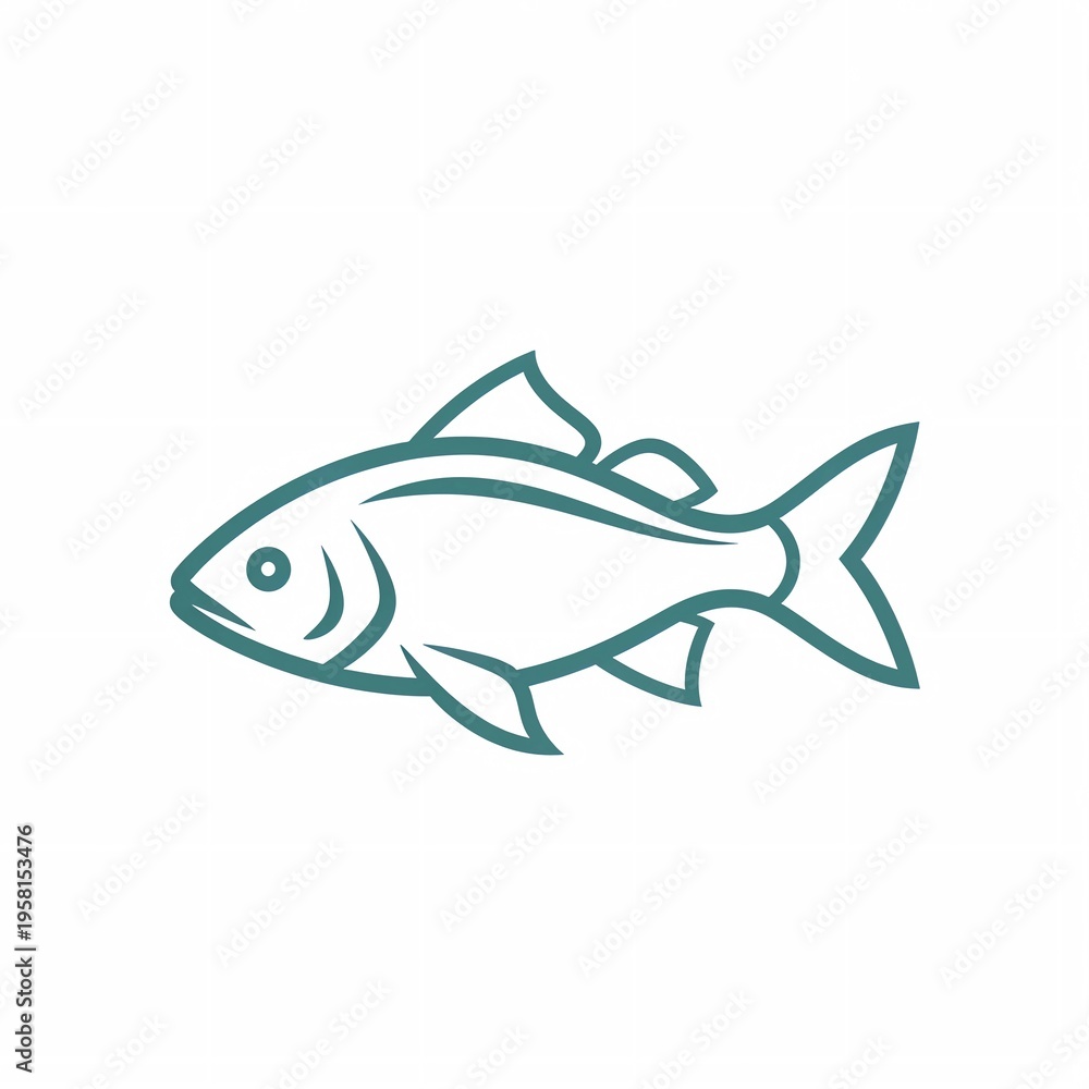 Obraz premium Minimalist line art fish illustration isolated on white background for design projects