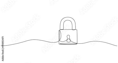 Continuous Line Drawing of a Padlock,Minimal Padlock Continuous Line art Illustration