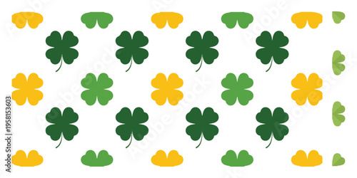 Shamrock leaf pattern in deep green and vibrant yellow colors for saint patricks day celebration backgrounds
