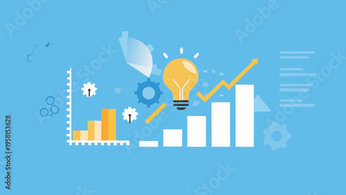 Bright ideas and growth an illustration of innovation and success