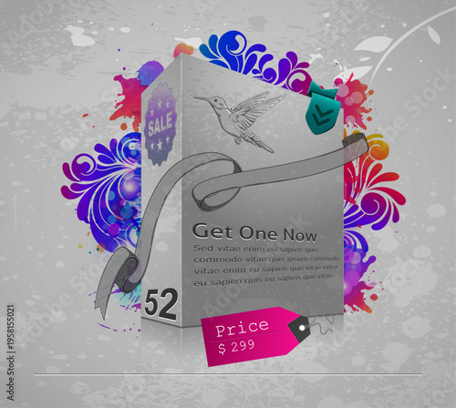 Three Dimensional Box Flower Vector Background Illustration