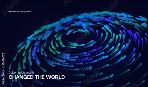 Abstract digital ai technology background with tech dots wave for big data science. 3d conference line with design pattern webinar for research graphic sound. Network presentation background.