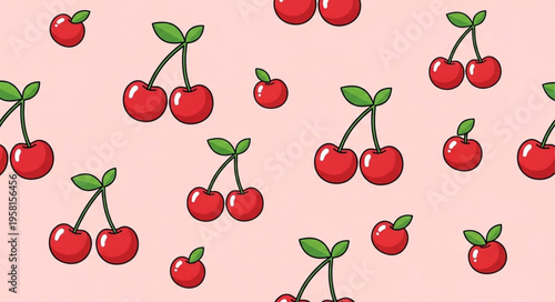 Cherry Fruit Pattern Illustration.