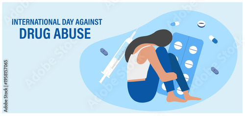Anti Drug Day 26th june, international day against druge abuse vector Illustration
