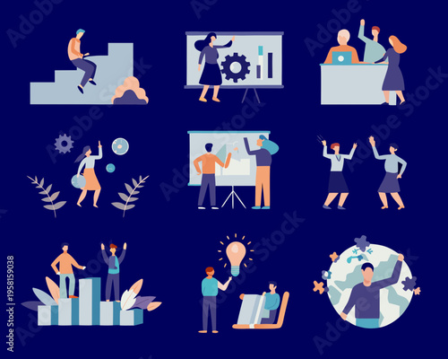 Diverse group collaborating on projects with technology and innovative ideas