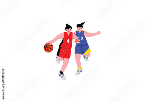 試合をする女子バスケットボール選手