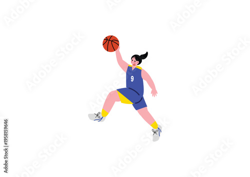 シュートをする女子バスケットボール選手のイラスト