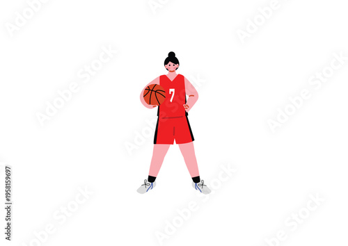 女子バスケットボール選手のイラスト