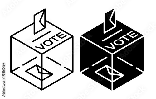 Linear icon. Preliminary secret ballot box. Simple black and white vector symbol isolated on white background