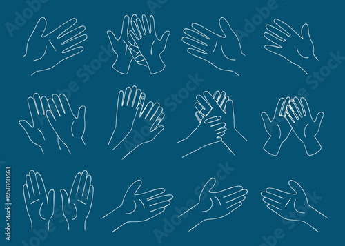 Various hand gestures and poses depicted in a minimalist line art style