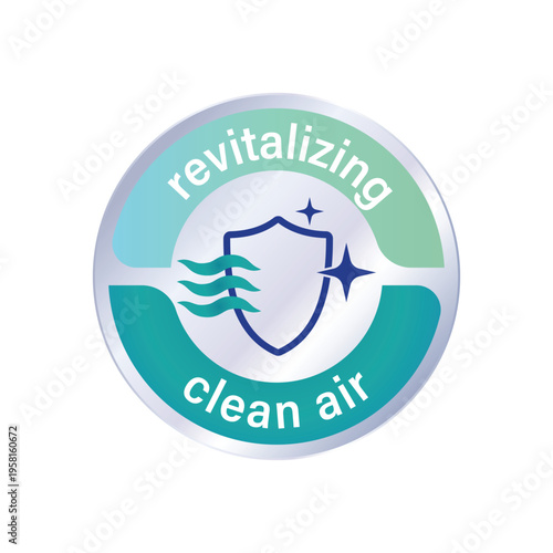 Professional revitalizing clean silver label flat vector design for powerful hygiene sanitation and fresh protection.