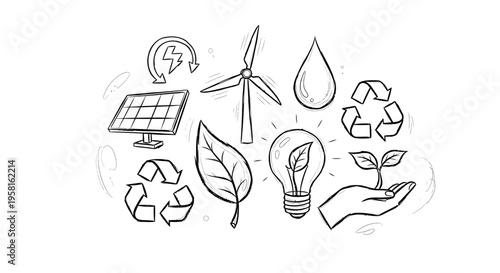 hand drawn vector illustration of ecology concept