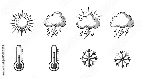 hand-drawn of weather icons set