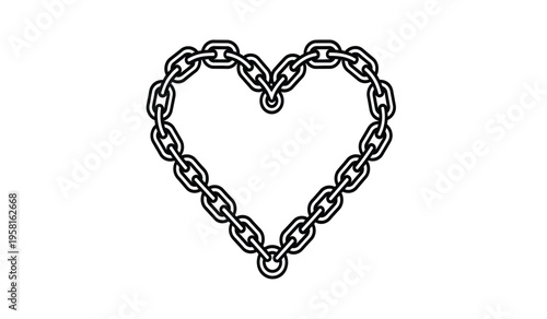 Heart shape formed by chain links silhouette