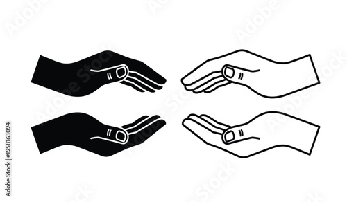 Silhouette of hands reaching out to each other in pairs on white background a symbolic image of connection and unity in silhouette