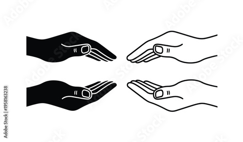 Silhouette of hands in contrasting black and white poses