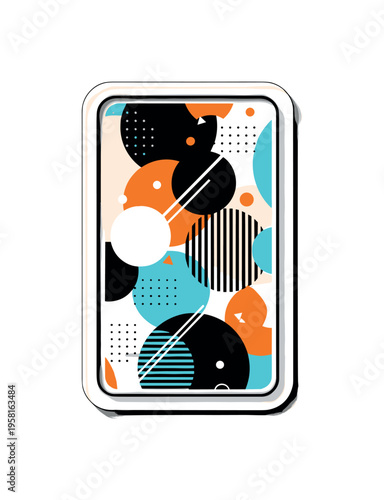 sparkling bathroom mirror abstract circles lines and geometric shapes representing spotless cleanliness black and white retro mirror object with white outline