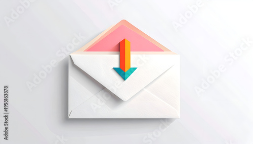 Free Download Open white envelope illustration featuring an orange to turquoise gradient arrow - GFXLoad