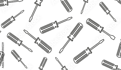 A silhouette image of various screwdrivers on a white background featuring a collection of tools in different orientations and shapes silhouette