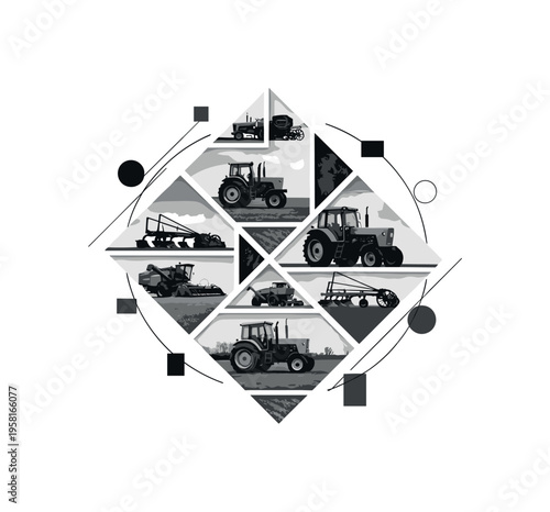 Farm Equipment Tire. Minimalistic one-line drawing sturdy tractor tire ready for farm work, continuous single black line on white background, simple outline