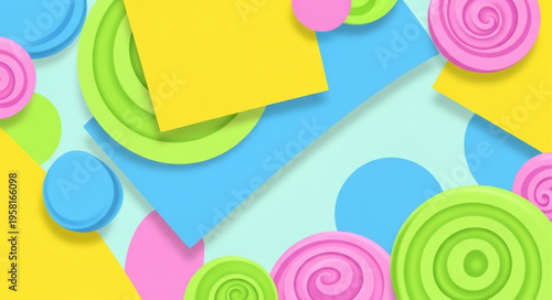 Colorful Swirling Paper Shapes Background.