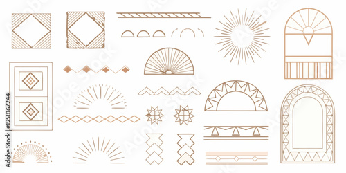 Geometric shapes and lines in a minimalist earthy tone design