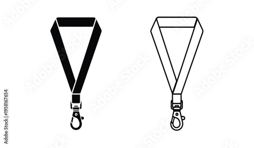 Silhouette of two lanyard designs with clips and straps