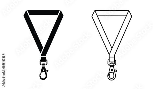 Triangular silhouette lanyard with clip and hook two views