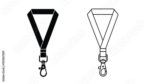 Silhouette of two lanyard designs with clips and straps