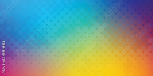 Abstract background with radiant vibrant full-spectrum rainbow halftone dots.