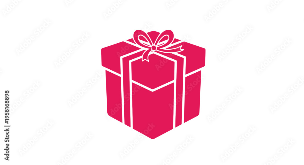 Fototapeta premium Pink gift box with white ribbon.