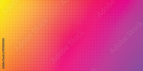 Abstract background with radiant vibrant rainbow halftone dots.