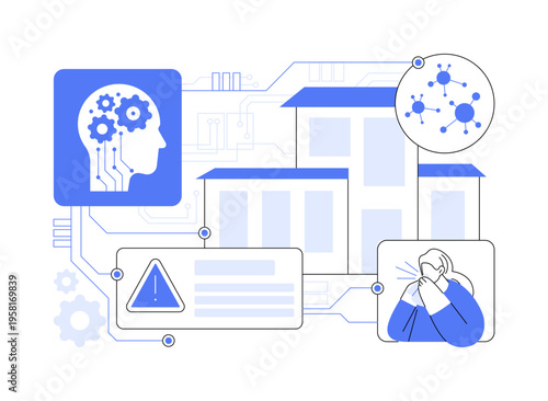 AI Enabled Disease Outbreak Detection in Shelters abstract concept vector illustration.