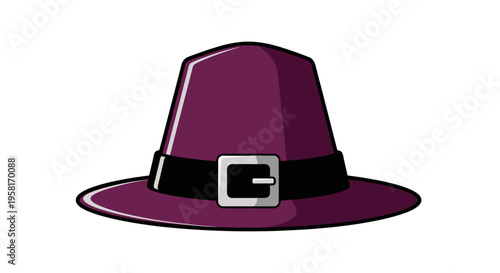 Purple hat with silver buckle band.