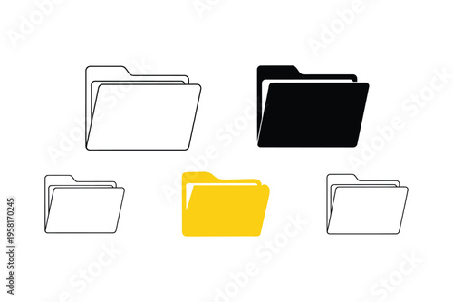 Collection of folder icons in various colors and sizes