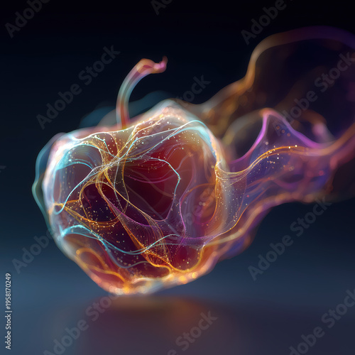 Deformed Apple with Organic Threads and Mold Texture Macro View