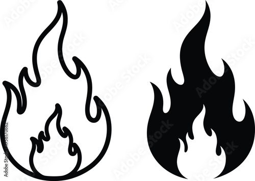Flame icons in black and white on a plain background