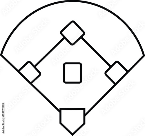 Baseball field layout diagram  infield and bases illustration  sports graphic  game strategy  baseball diamond  field markings