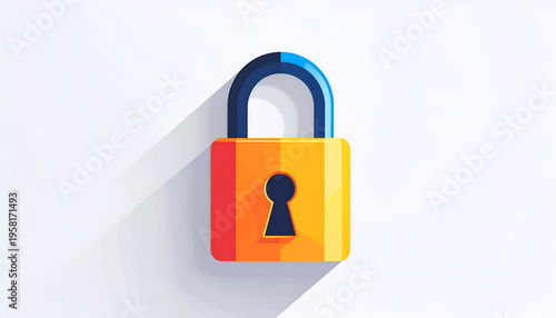 Colorful cartoon padlock illustration; secure access concept in vector style