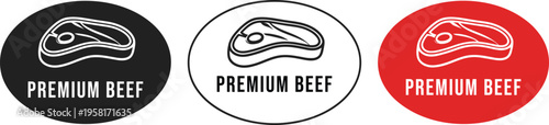 Premium beef logos in black white and red