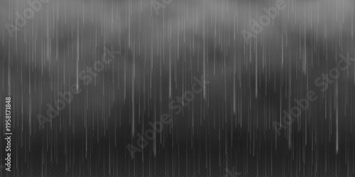 Abstract texture of rainfall against dark backdrop. Vertical lines represent rain in monochrome colors. Ideal for backgrounds conveying moodiness or depth.