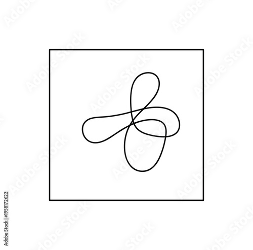 Minimal Square Icon. Minimalistic one-line drawing small simple square representing abstract or symbolic form, continuous single black line on white
