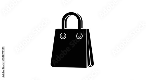 Black Handbag with Metal Handle.