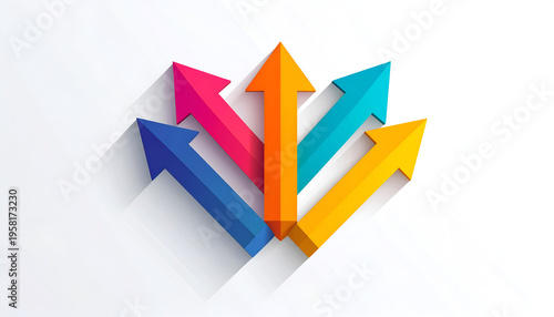 Free Download Multicolored arrows pointing upward with long shadows on a white textured background - GFXLoad